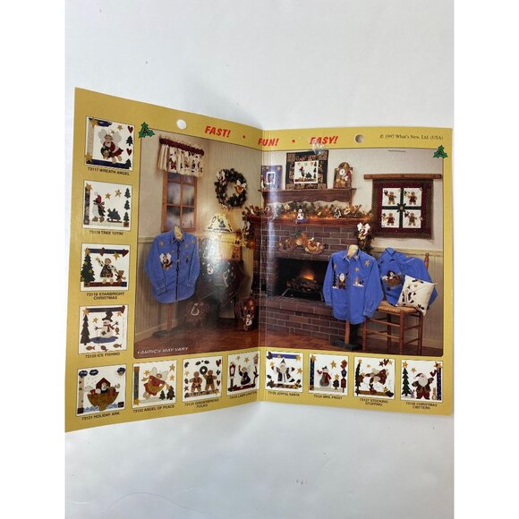 Holiday Country Borders Iron-On Fabric Appliqué Kit "Ice Fishing" Snowman Tree - Picture 6 of 6